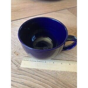 Vintage Large Coffee Soup Mug By Lynns Stoneware Dark Blue 3-3/4”H x 5 1/4" Dia
